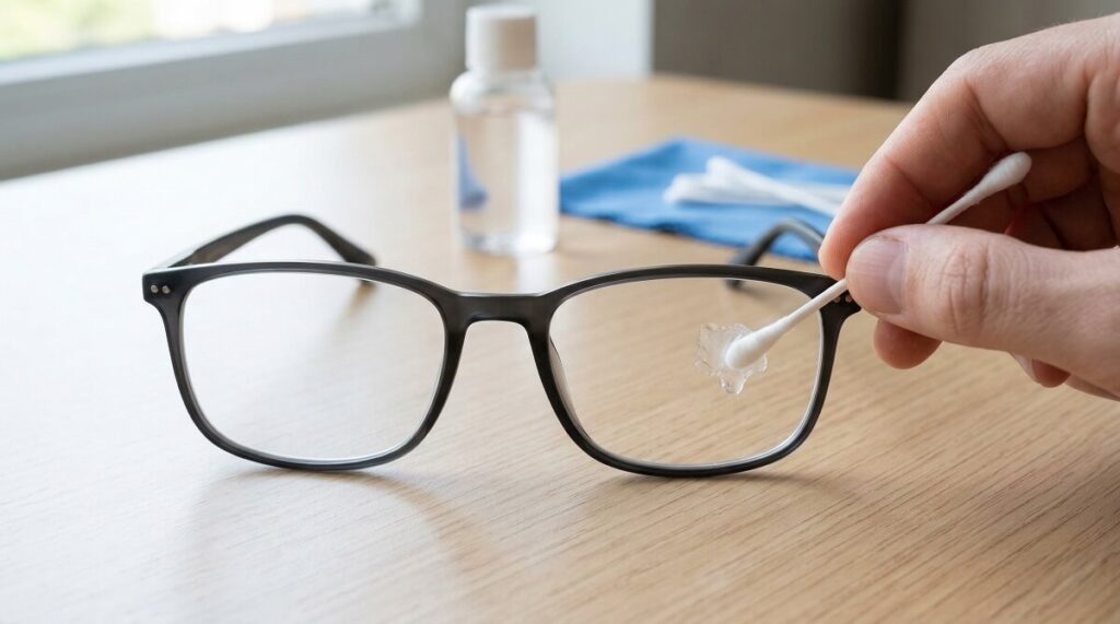 How to remove super glue from glasses lens?